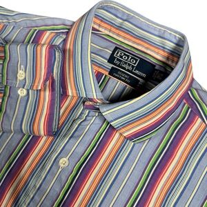 Polo‎ Ralph Lauren Men’s L Regent Custom Fit Multicolor Stripe Cotton Shirt